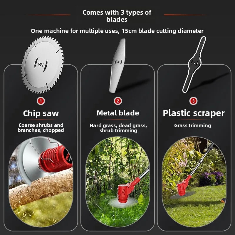 Adjustable Electric Lawn Mower Cordless High Power Wireless Outdoor Home Brush Cutter Brushed Not Included Portable Weeding Tool