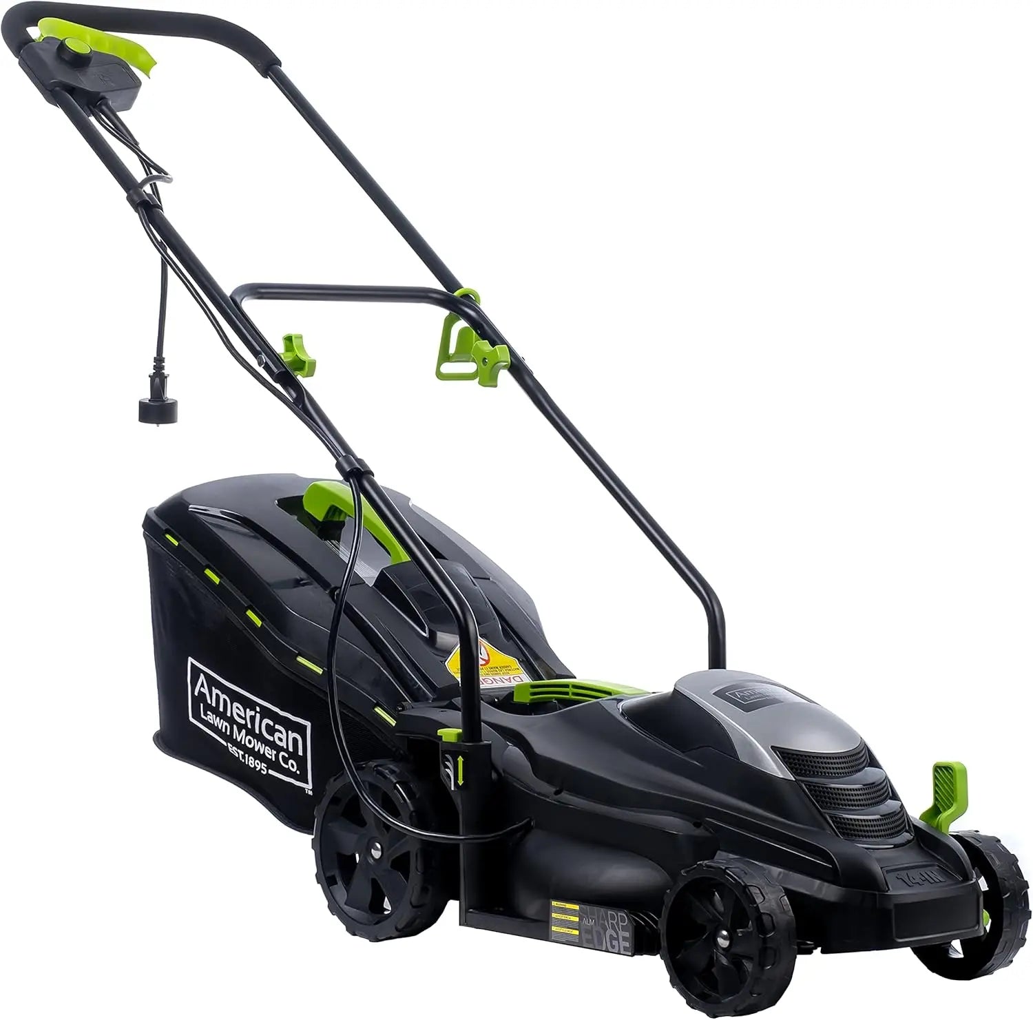 14" 11-Amp Corded Electric Lawn Mower, Black - Powerful Gas-Like Cutting