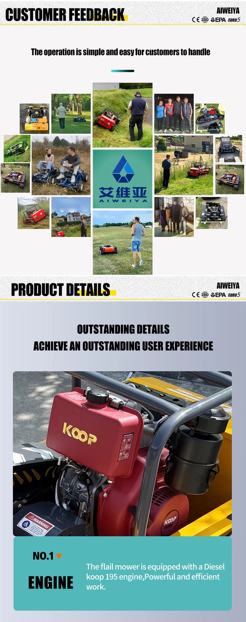 Customized industrial automatic crawling four stroke engine lawn mowing robot, high-power fruit farm household lawn mower