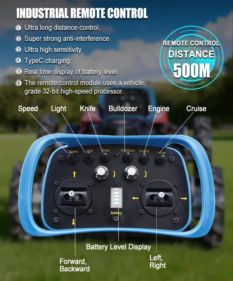 Customized  All-Terrain Remote Control Rubber whee Lawn Mower Mountain Slope Grass Shredder Crawler Type Self-Propelled Hot Sale