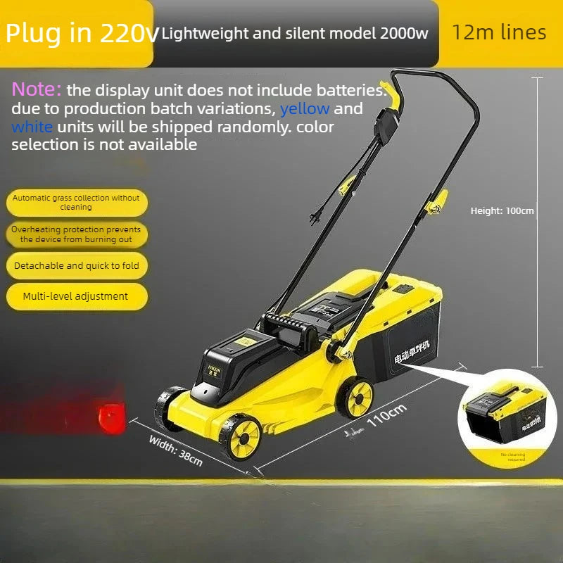 Premium 50L Hand-pushed Lawn Mower, Small Household Multi-functional Lawn Mower and Pusher, 2200W High-power Weeding, Light and