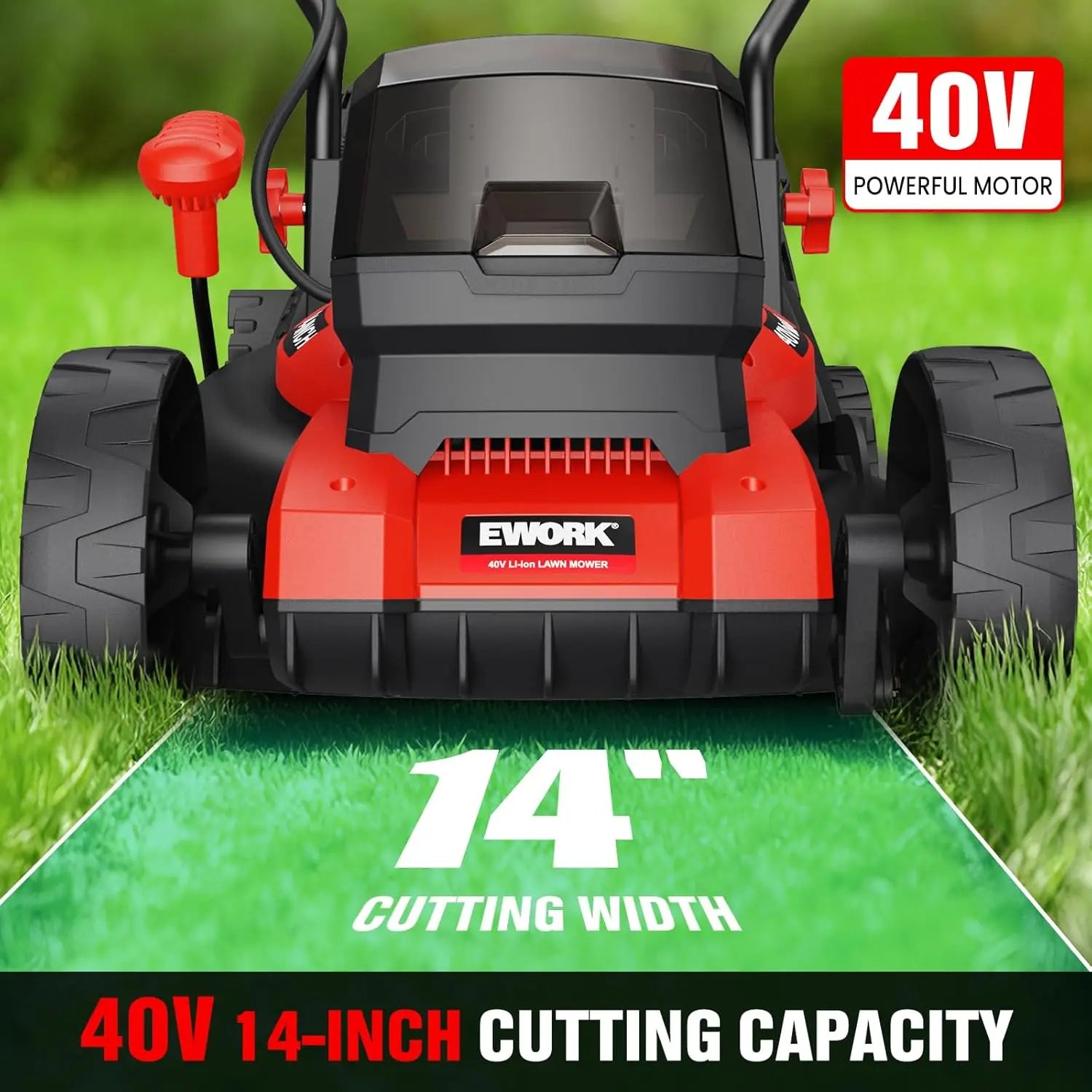 40V Cordless Electric Lawn Mower, 14" Push Mower with 2 Batteries & Charger, Lightweight for Small Yards