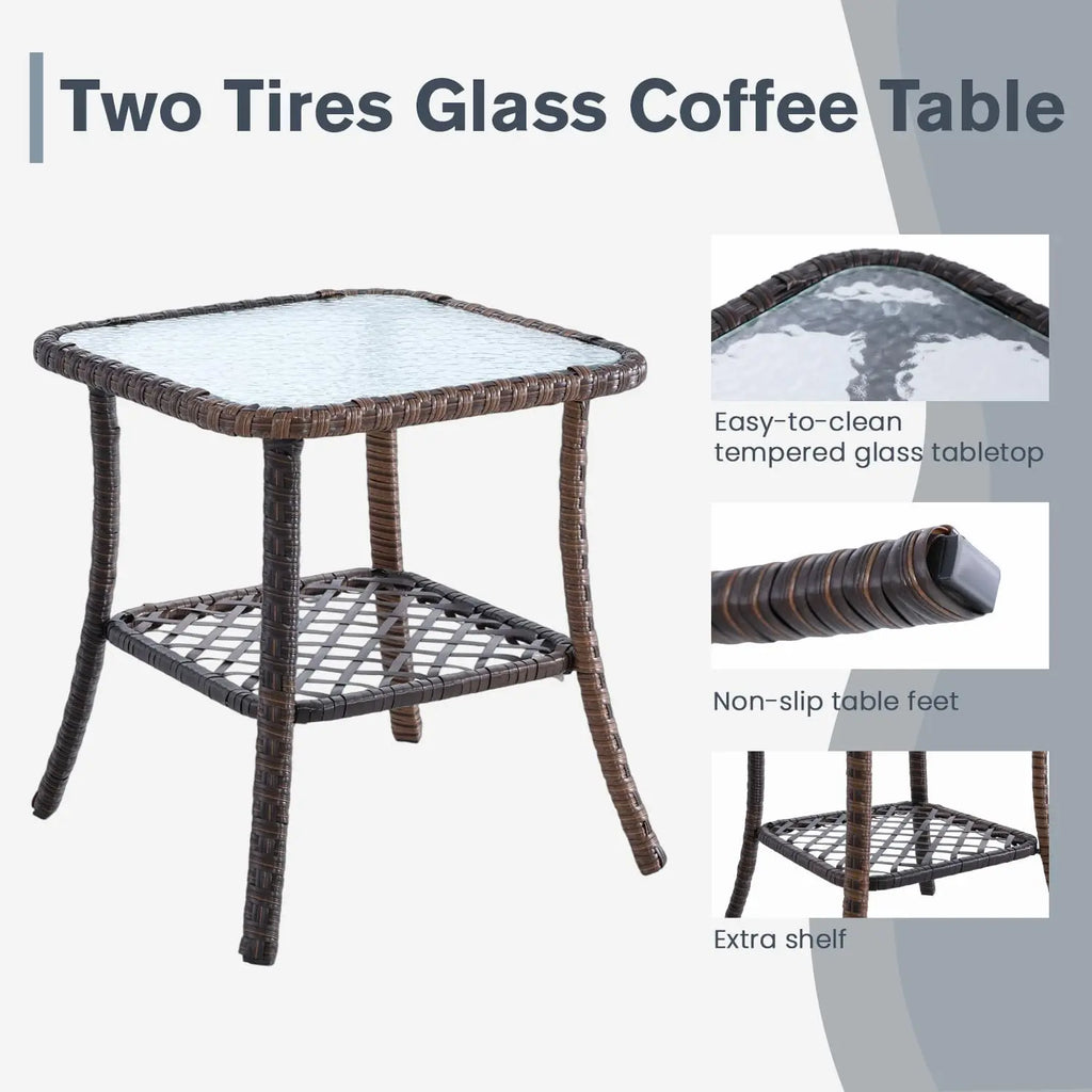 3 Pcs Patio Bistro Set with Table Set, All-Weather Wicker Patio Furniture Set with Thickened Cushions and High Back, Customized