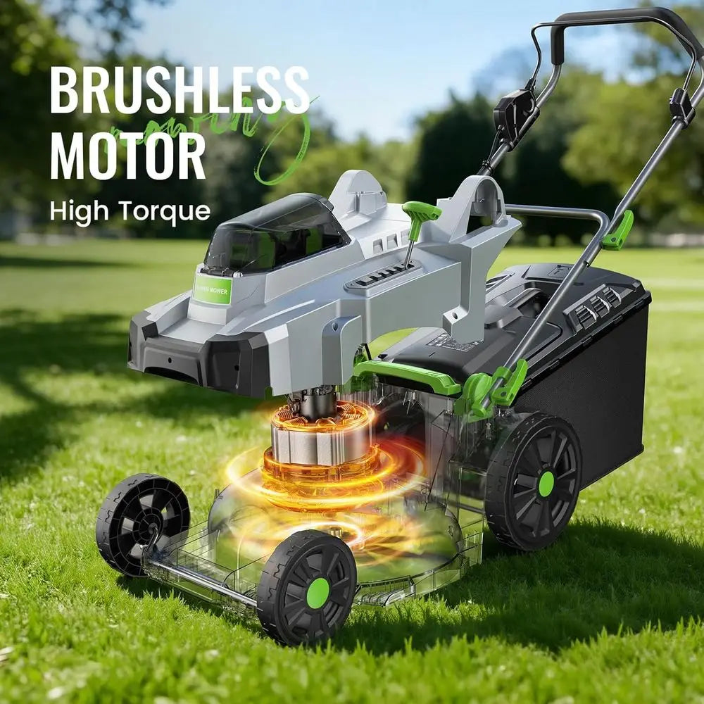 40V Electric Walk-Behind Lawn Mower, 4.0Ah Battery, 17 Cut, 6-Height Settings, Mulching & Bagging
