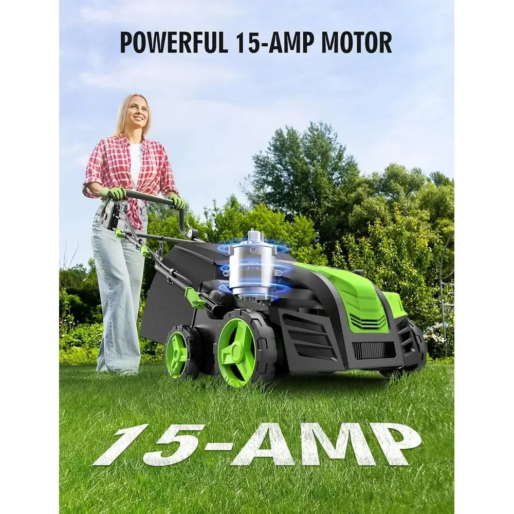 1800W 16 Electric Lawn Sweeper with 45L Detachable Leaf Bag and Powerful Yard Brush