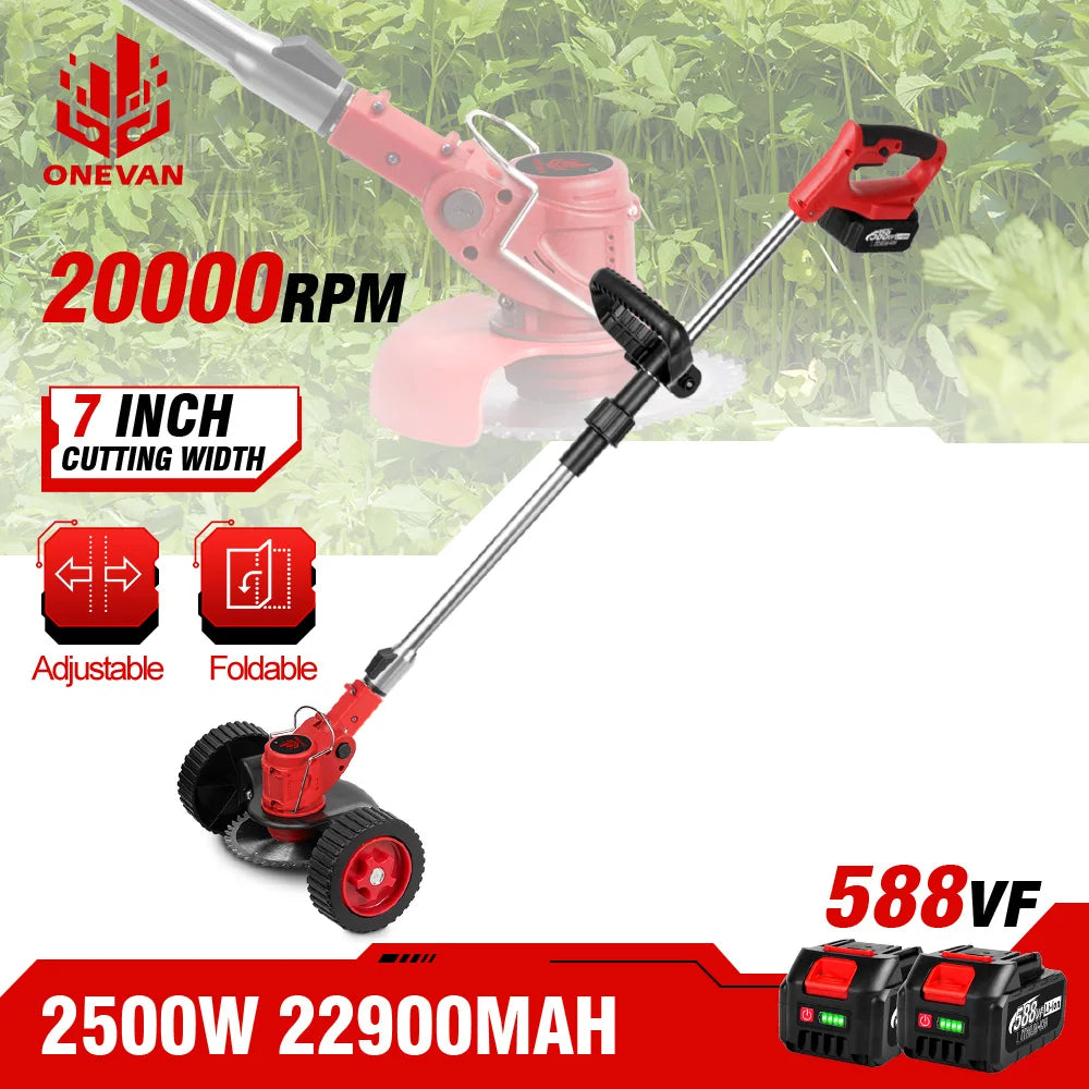 ONEVAN 7 Inch Electric Foldable Lawn Mower Cordless Grass Trimmer Adjustable Telescopic Garden Cutter For Makita Battery Pin