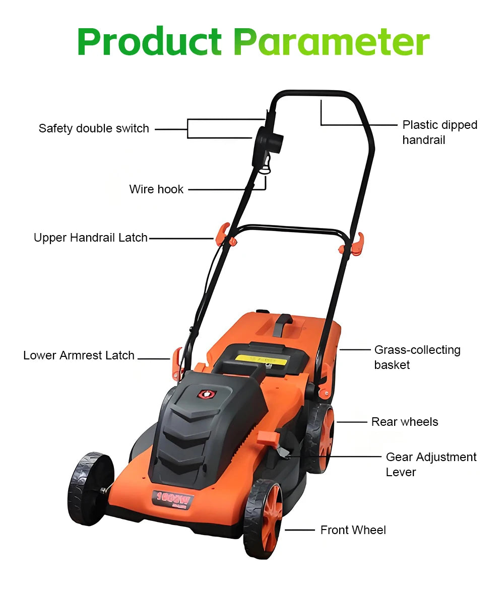 1200W/1600W Hand Push Weeder High Power Electric Lawn Mower Lithium Trimming and Grass Beaters Garden Yard Lawn Mower