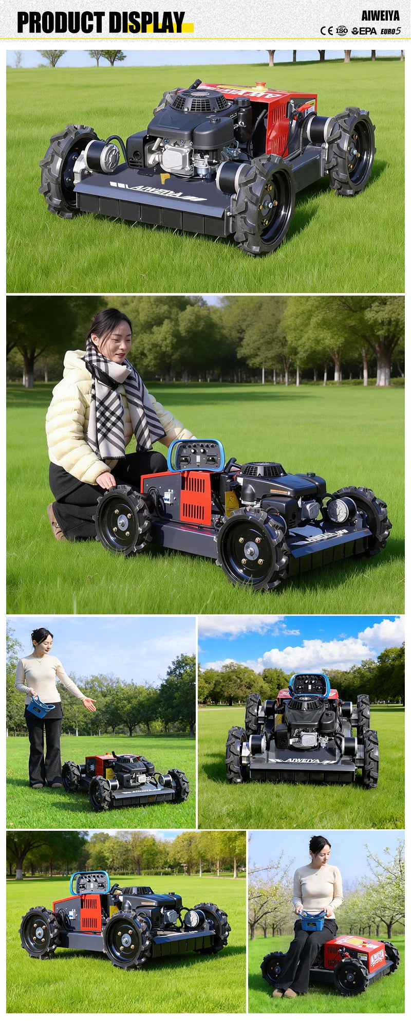 Customized  All-Terrain Remote Control Rubber whee Lawn Mower Mountain Slope Grass Shredder Crawler Type Self-Propelled Hot Sale