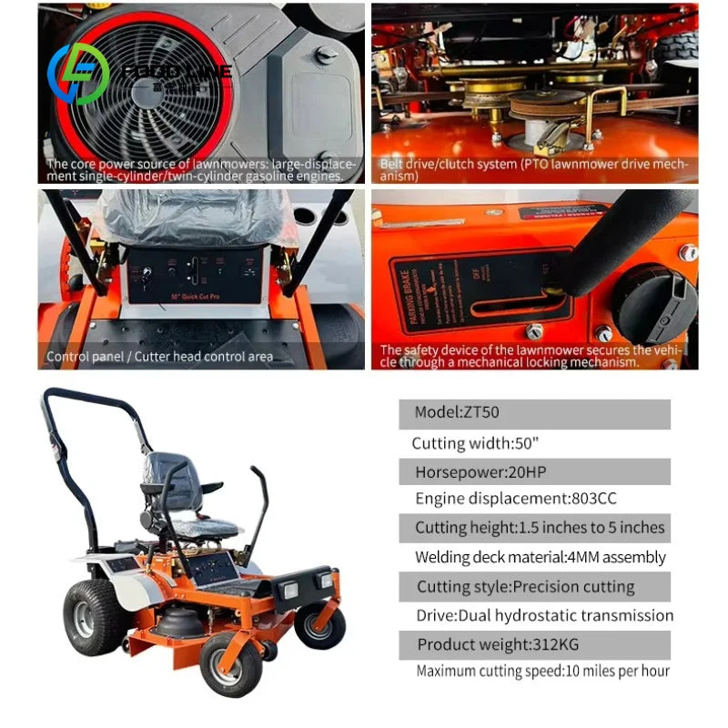 Zero Turn Ride‑On Lawn Mower Strong Power Easy Control Garden Grass Cutting Machine Commercial Outdoor Maintenance