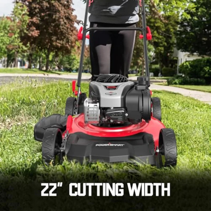 Self Propelled Gas Lawn Mower 22-Inch with 140cc Briggs and Stratton E550 Engine 3-in-1 Rear-Wheel Drive Lawnmower with Bagging