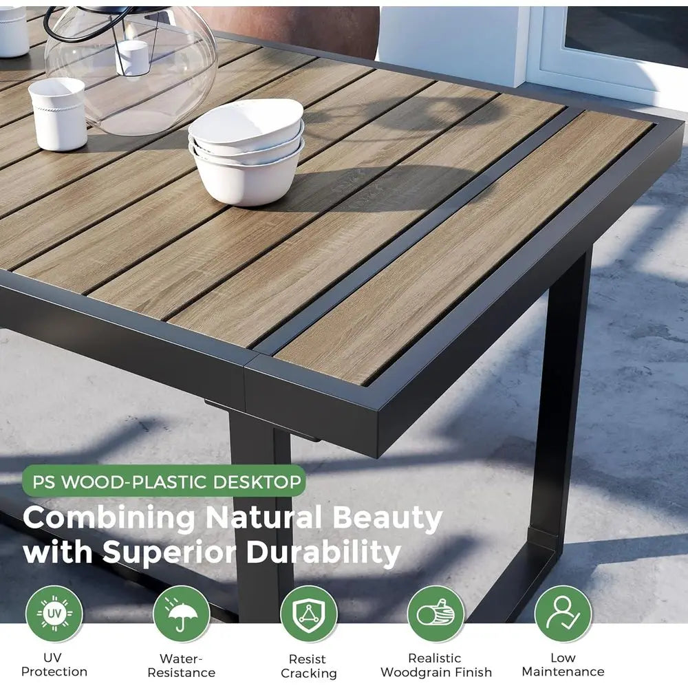 7 Piece Patio Dining Set or 6, Outdoor urniture Set Includes 67" RecPatio Table and 6 Textilene Dining Chairs, Outdoor Table and