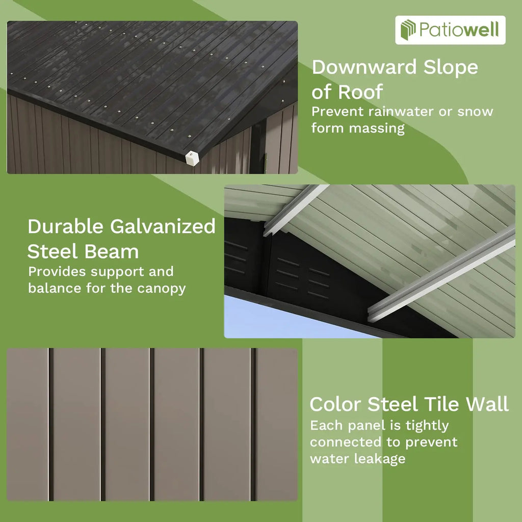 8x6 FT Outdoor Storage Shed, Metal Tool shed & Outdoor Storage with Lockable Doors & Air Vents, Customized
