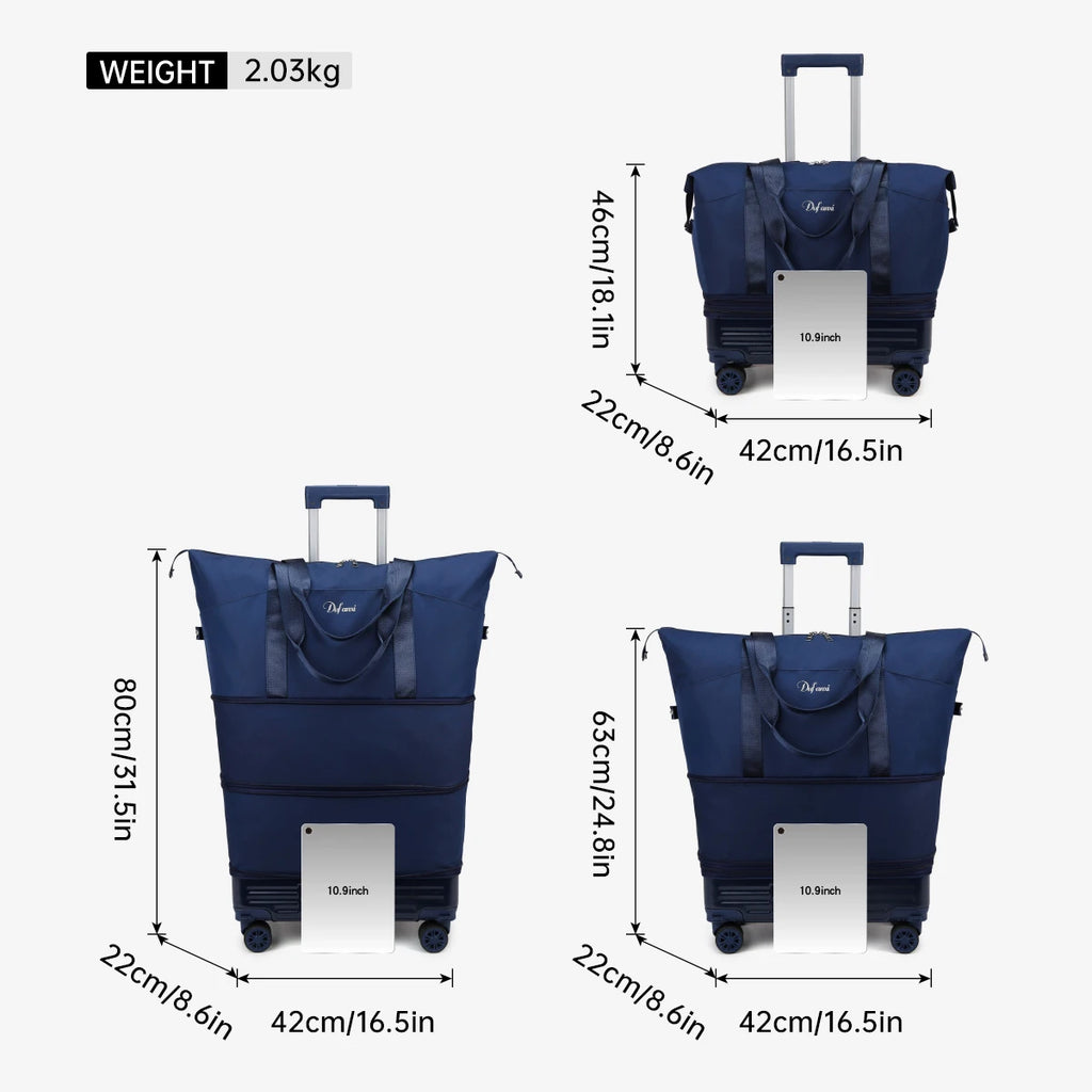 Luggage Bag with Wheels, Travel Bag with Universal Wheels, Foldable Suitcase, Lightweight Trolley Bag, Large Capacity Hand-Pulled Backpack for Going Abroad and Returning Home