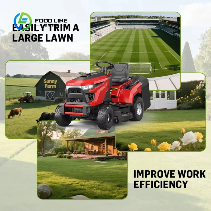 452CC Commercial Engine Riding Lawn Mower 38" Cutting Width Self‑Propelled Cordless 250L Grass Box Rear Discharge Garden