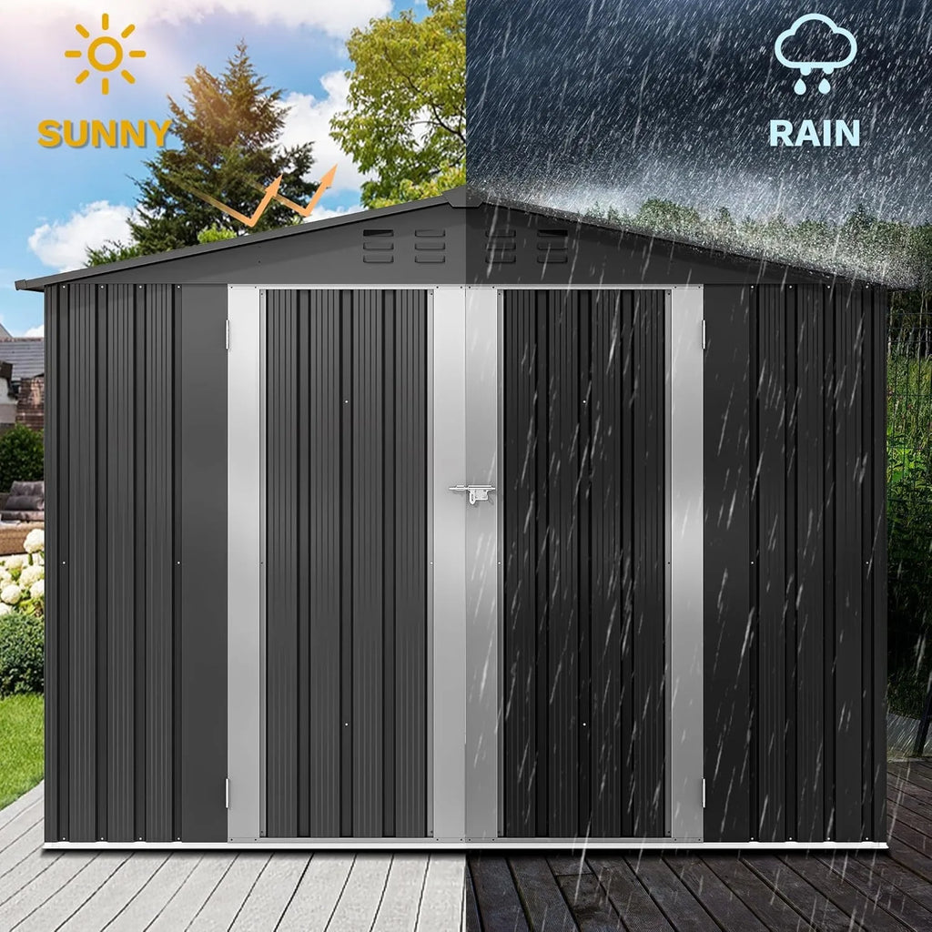 Steel Storage Shed Secure Entrances & Air Circulation Patio Lawn 7x5FT, Custom
