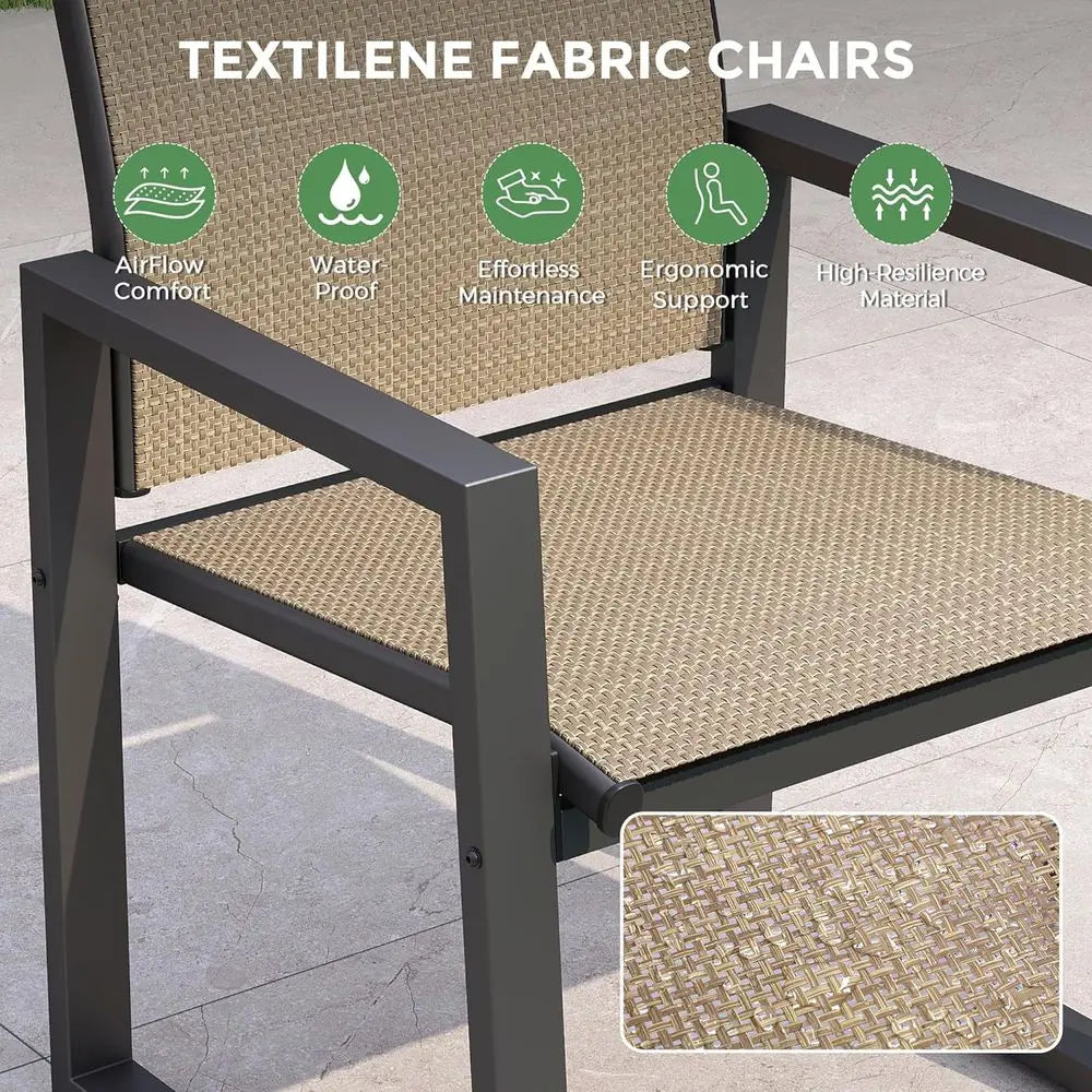 7 Piece Patio Dining Set or 6, Outdoor urniture Set Includes 67" RecPatio Table and 6 Textilene Dining Chairs, Outdoor Table and
