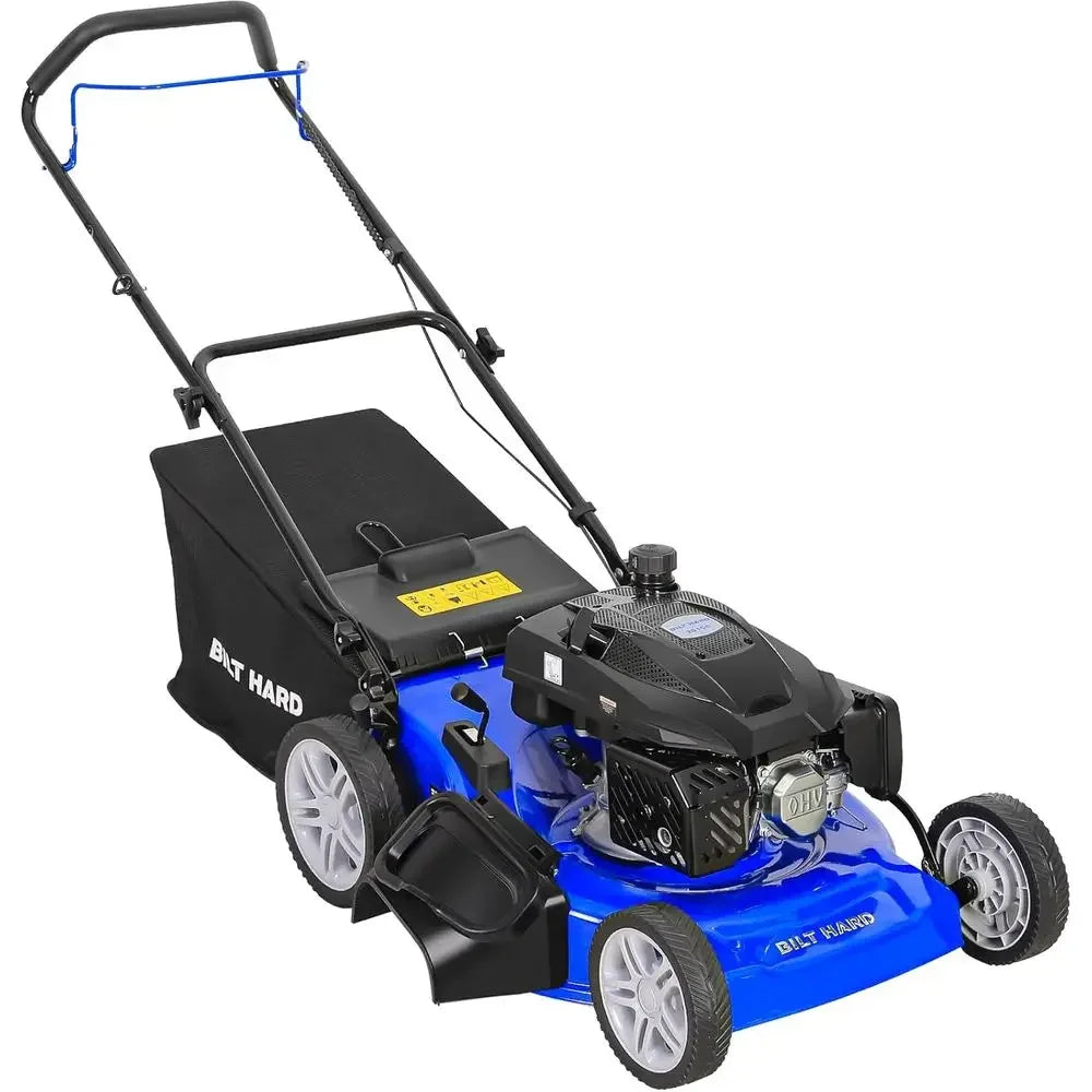 21 Inch 201cc 4-Cycle Engine Push Lawn Mower, 3-in-1 Gas Lawn Mower with Bagging, Mulching and Side Discharge, Easy Start with A