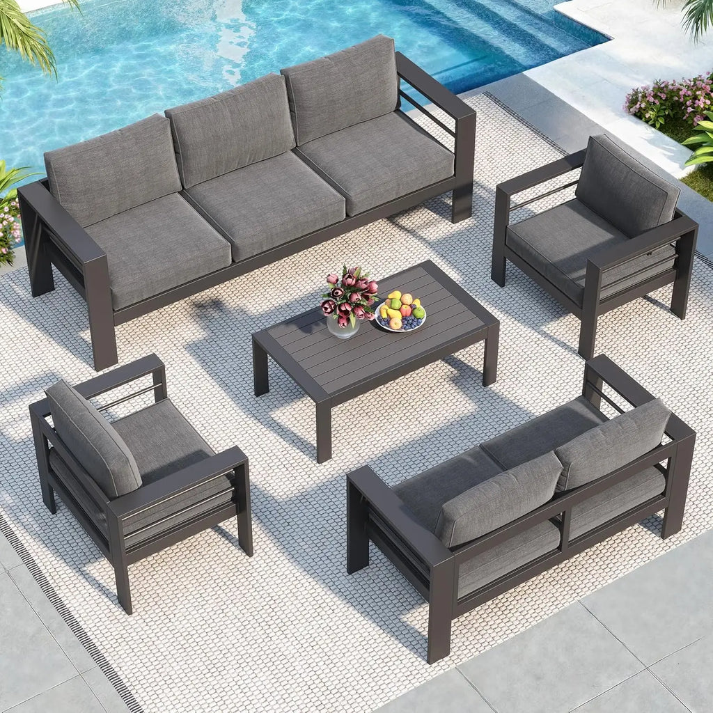 Aluminum Patio Furniture Set for All Weather, Oversized Metal Outdoor Furniture Set with 27.5" Deep Seating, Customized