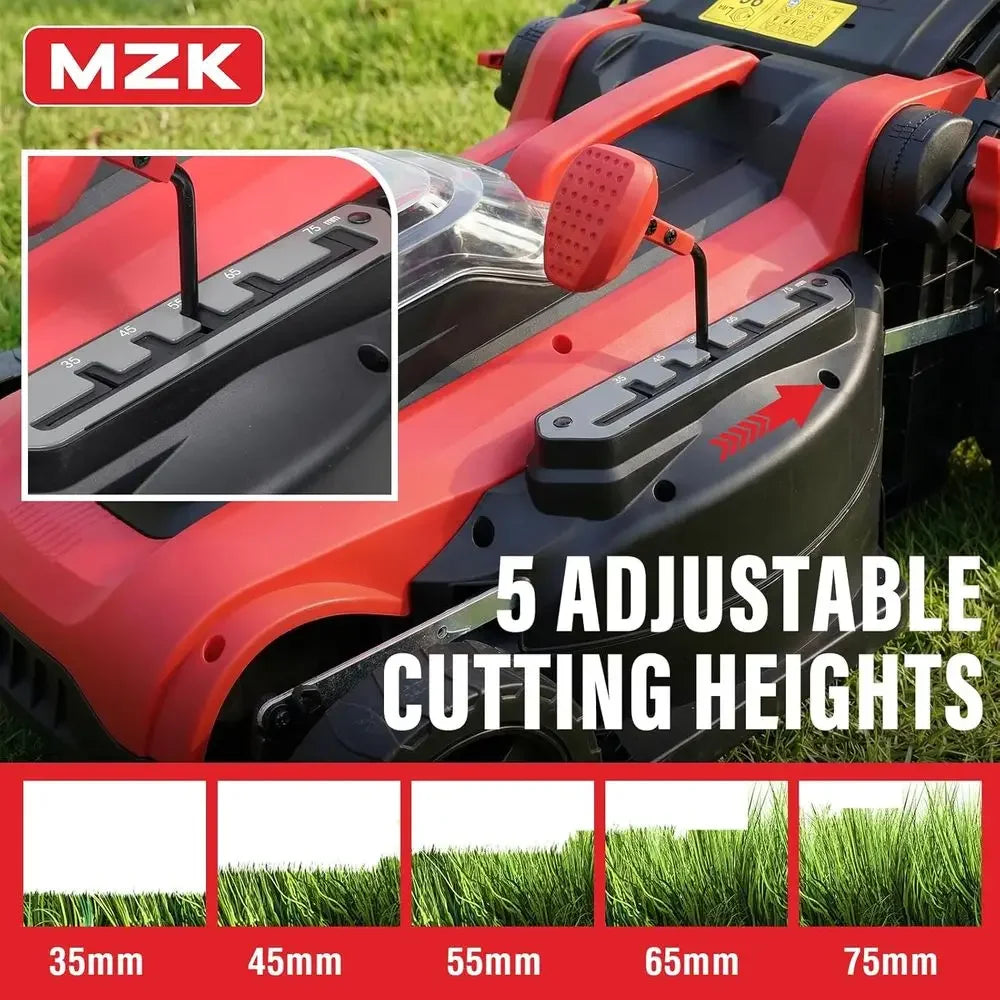 40V 16" Electric Lawn Mower, 2-in-1 Brushless Cordless Lawn Mower, Walk-Behind Push Mowers with 5-Position Height Adjustment, 2