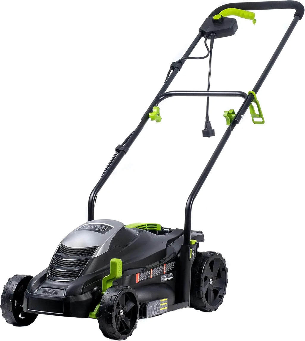 14" 11-Amp Corded Electric Lawn Mower, Black - Powerful Gas-Like Cutting