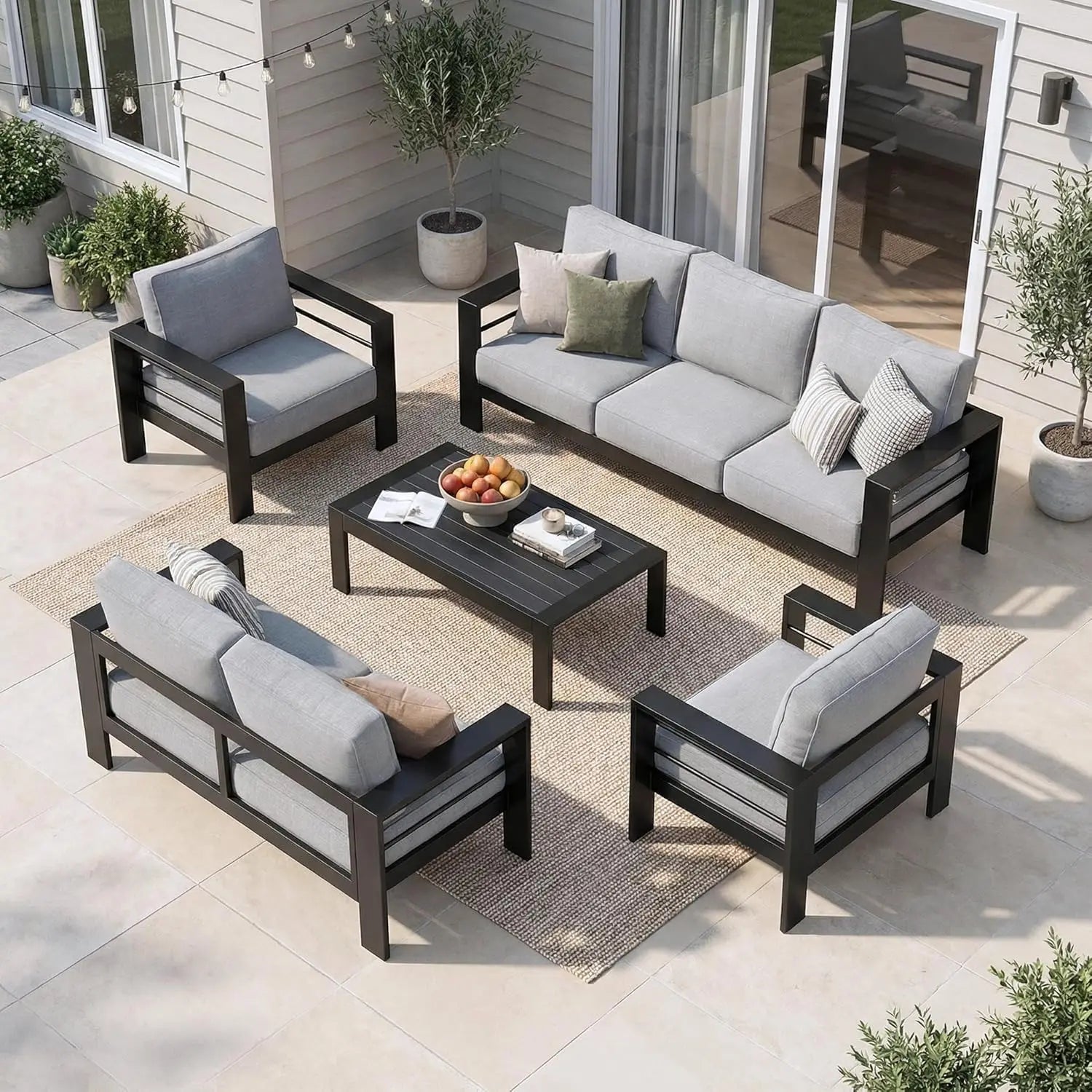 Aluminum Patio Furniture Set for All Weather, Oversized Metal Outdoor Furniture Set with 27.5" Deep Seating, Customized