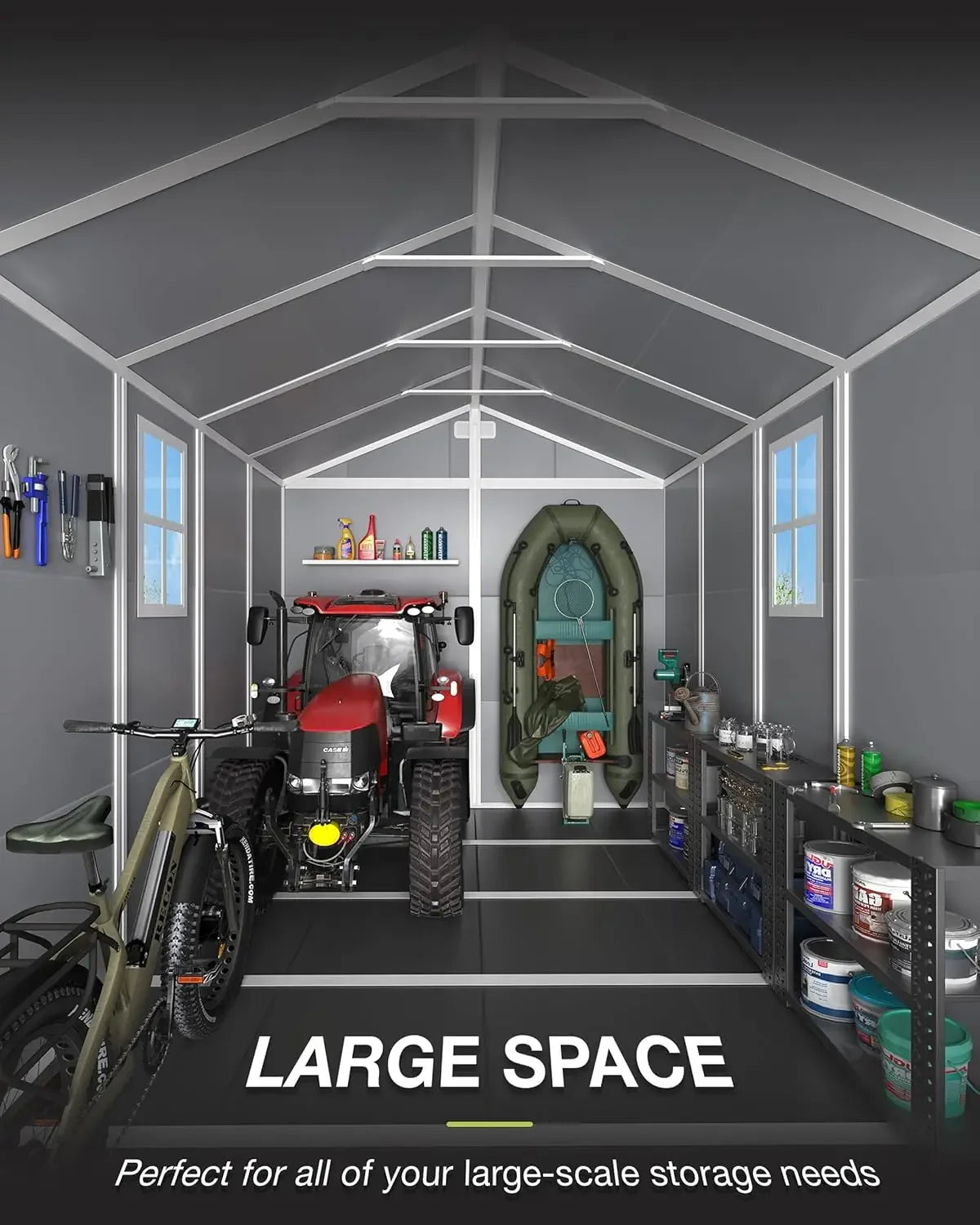 Storage Shed 6x8, Resin Outdoor Shed with Floor Included, Plastic Sheds Outdoor Storage for Bike, Garden Tools, Sheds &, Custom