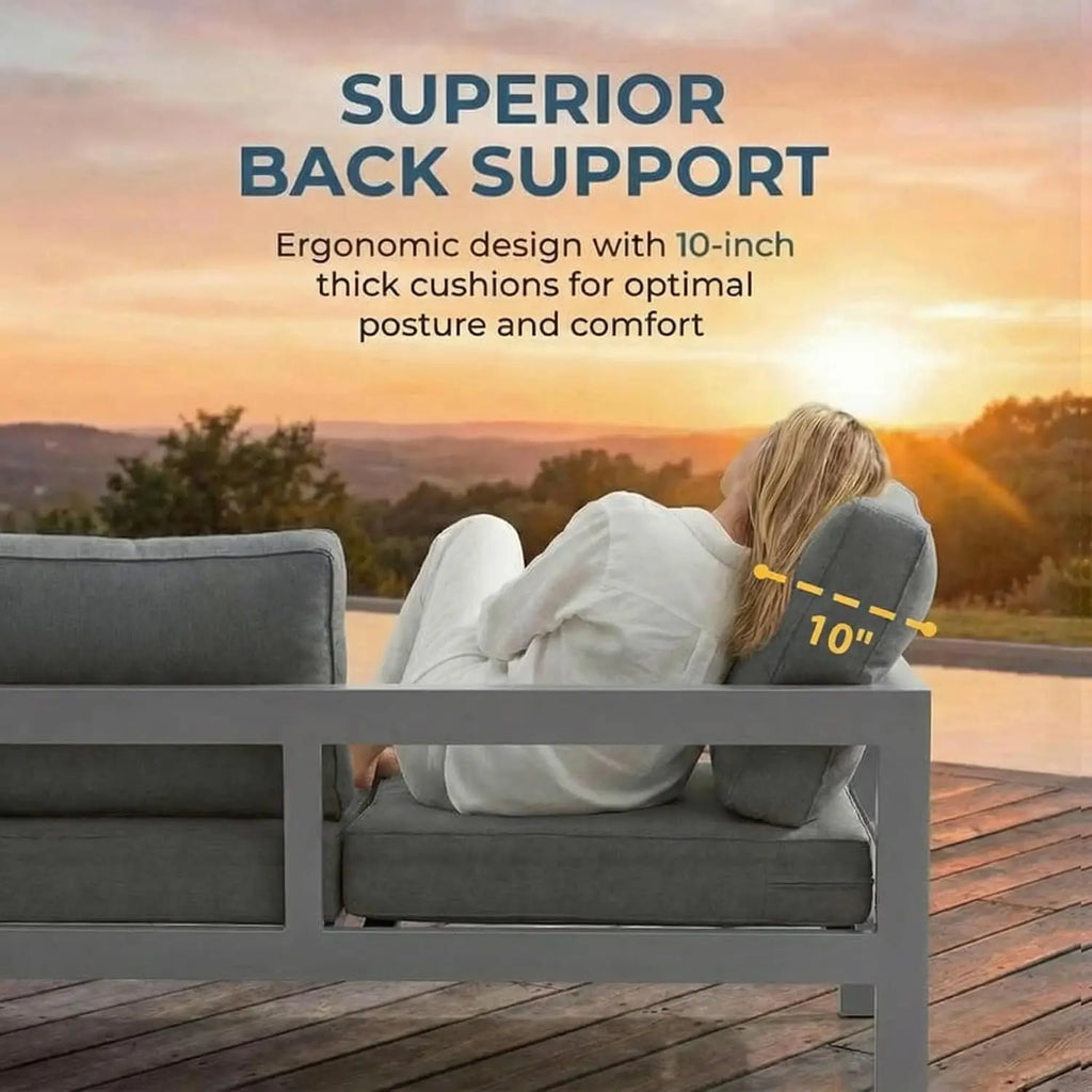Aluminum Patio Furniture Set for All Weather, Oversized Metal Outdoor Furniture Set with 27.5" Deep Seating, Customized