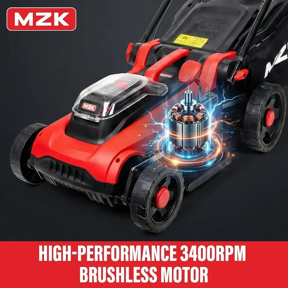 40V 16" Electric Lawn Mower, 2-in-1 Brushless Cordless Lawn Mower, Walk-Behind Push Mowers with 5-Position Height Adjustment, 2