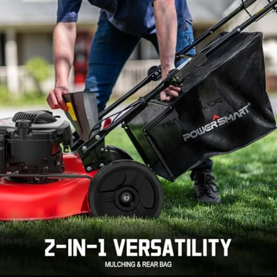 Gas Lawn Mower 21-inch with 140cc Briggs and Stratton E550 Engine 2-in-1 Push Mower with Mulch Bagger