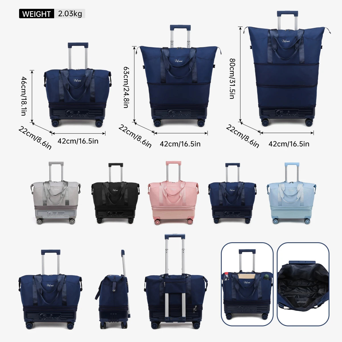 Luggage Bag with Wheels, Travel Bag with Universal Wheels, Foldable Suitcase, Lightweight Trolley Bag, Large Capacity Hand-Pulled Backpack for Going Abroad and Returning Home