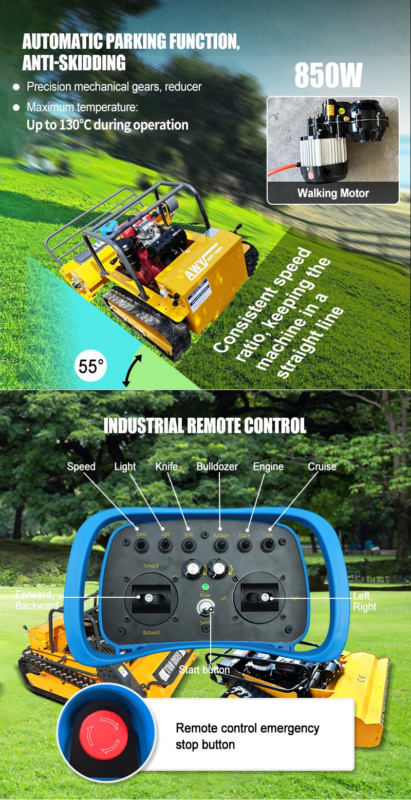 Customized industrial automatic crawling four stroke engine lawn mowing robot, high-power fruit farm household lawn mower