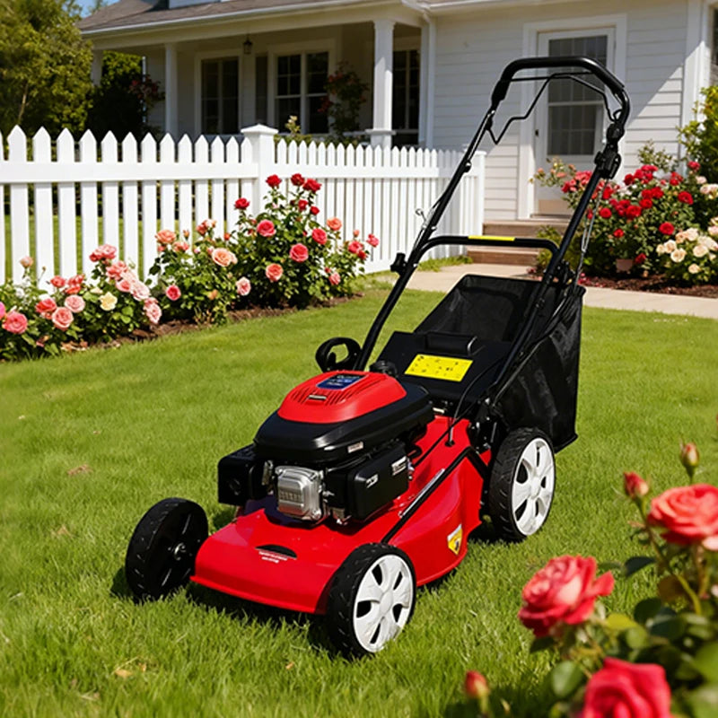 Self-Propelled Gas Lawn Mower with 60L Grass Collection Bag, Petrol Grass Cutter Weed Trimmer for Garden Lawn Care