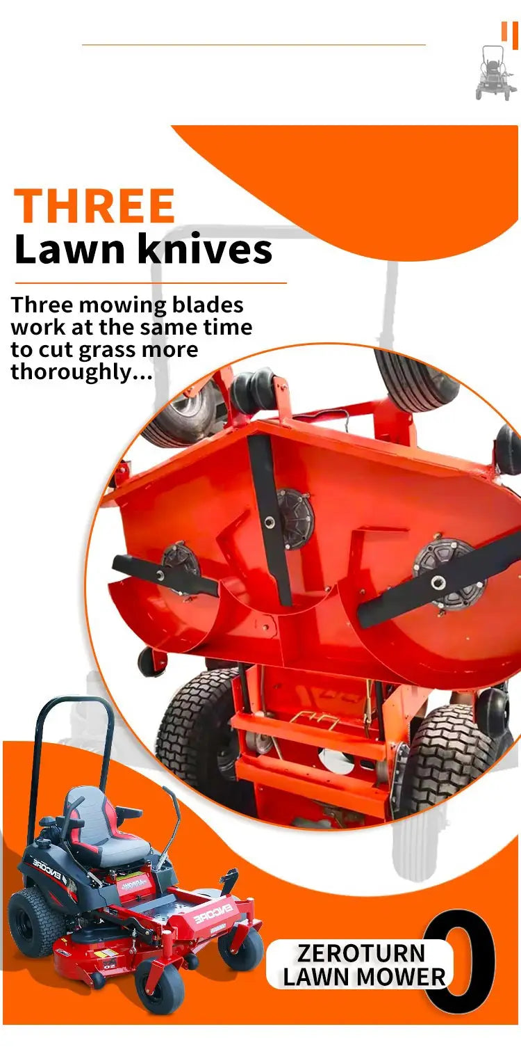 Hot Selling Riding Lawn Mower Tractor With For Grass Cutting 25HP 48 50 62 Inch Ride On Turn Lawn Mower