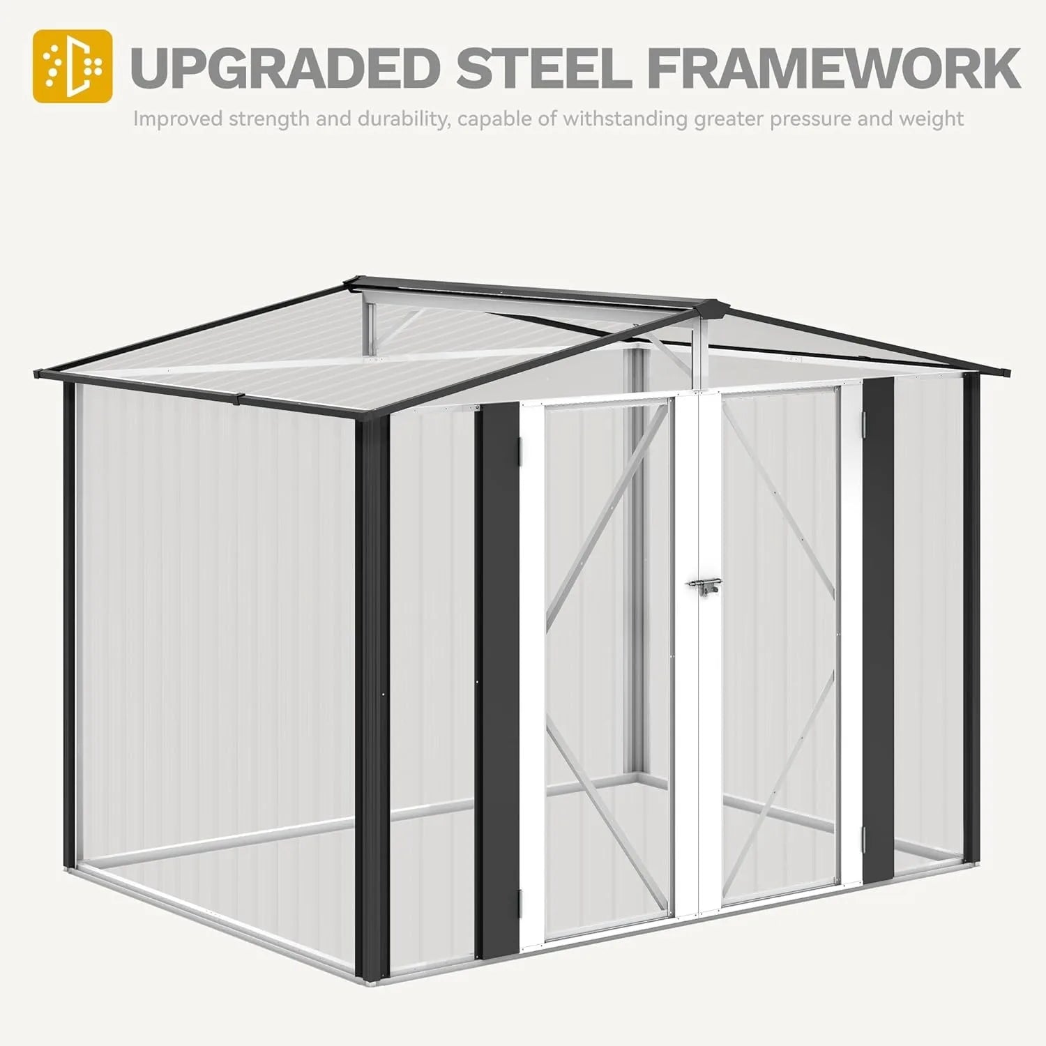 Steel Storage Shed Secure Entrances & Air Circulation Patio Lawn 7x5FT, Custom