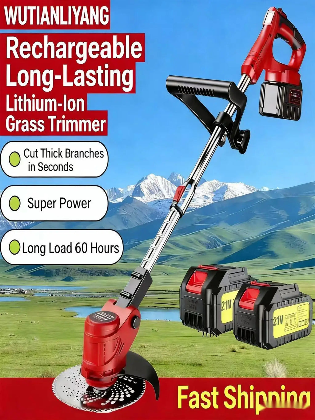 Portable outdoor garden logging lawn mower, rechargeable courtyard weeding machine, shipped from local warehouse and delivered within 2-5 days!