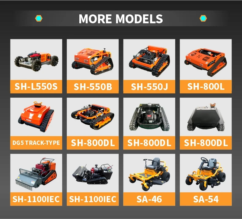Rubber tires grass mowing robot battery powered manual lawn mower remote control lawn mower electric motor