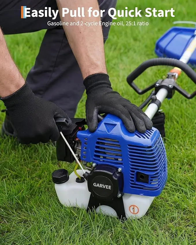 43-52CC Gas Powered Weed Wacker, 3-in-1 String Trimmer & Edger Lawn Tool, with Tooth Blades for Brush Cutting, Lawn Care