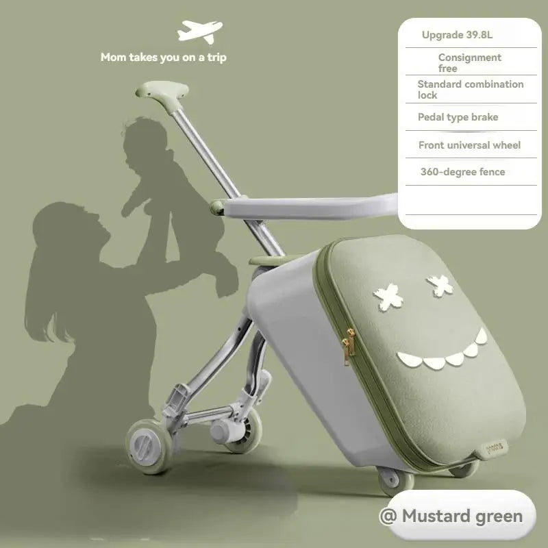 A Children's Suitcase with a Handle, a Travel Case, a Stroller for Taking Kids Out, a Travel Wonder, and Can Be Ridden on Board.