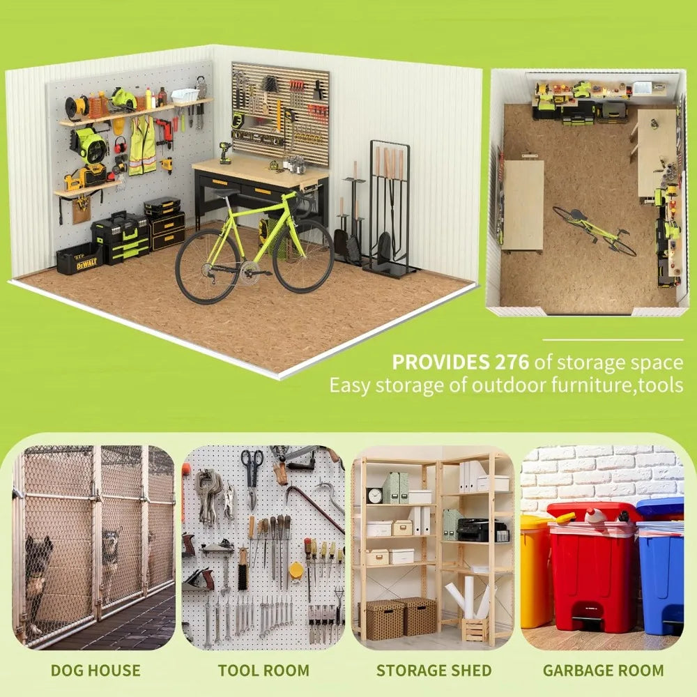 Metal Storage Shed,Outdoor Storage Building 8x6,Large Backyard Shed with Lockable Door,Waterproof Outside Storage, Customized